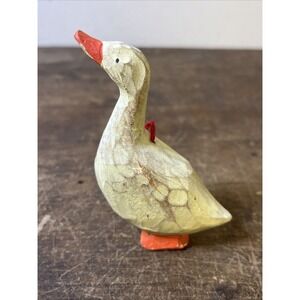 Wooden Goose Christmas Ornament White Carved 3.5" Country Core Kitschy